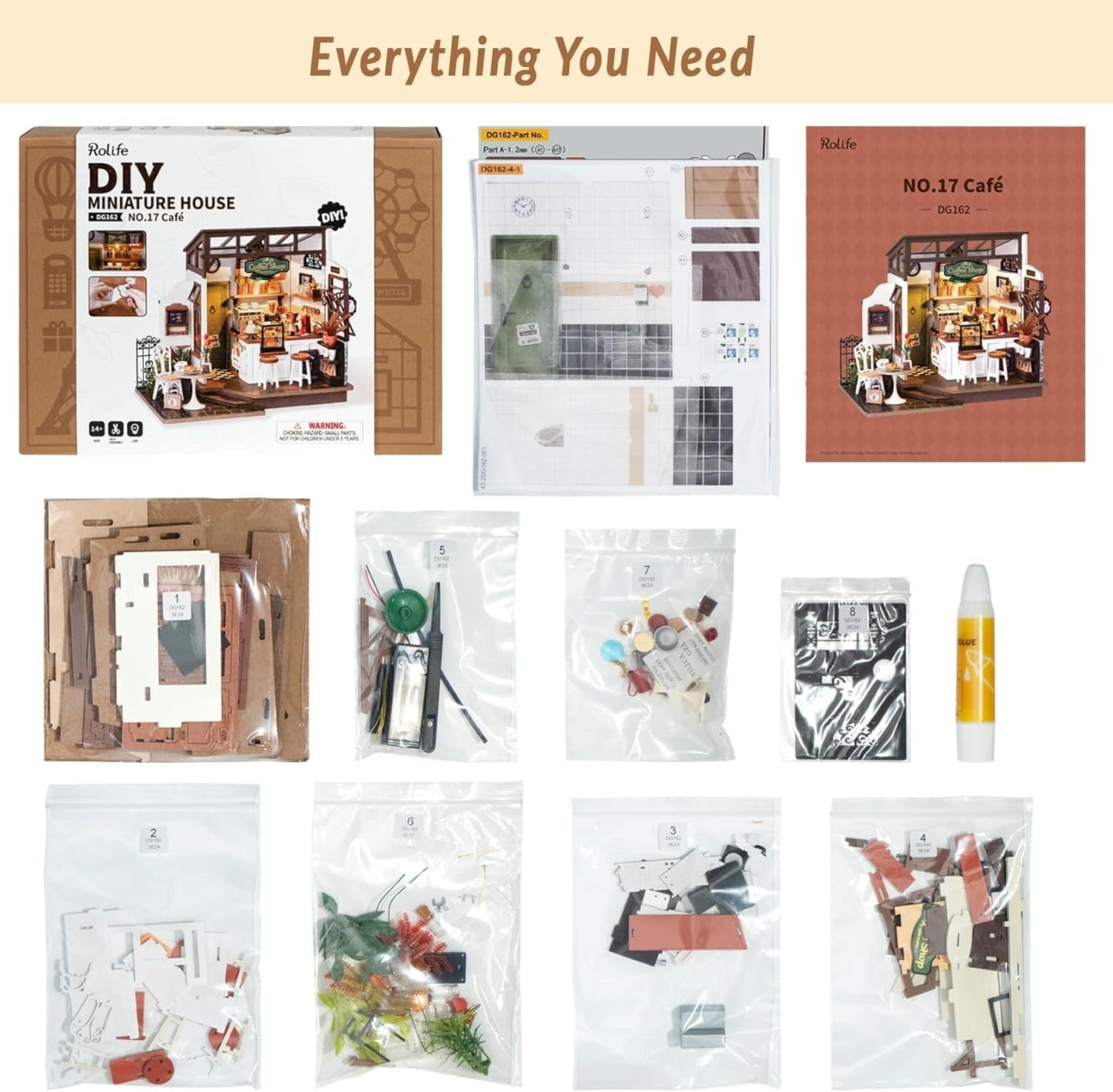 ROBOTIME Rolife No.17 Cafe Miniature House Kit DG162 3D Wooden Building Toys For Gifts DG162 Shopifynow