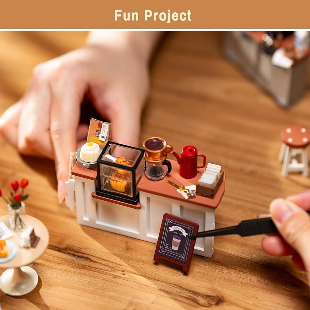 ROBOTIME Rolife No.17 Cafe Miniature House Kit DG162 3D Wooden Building Toys For Gifts DG162 Shopifynow