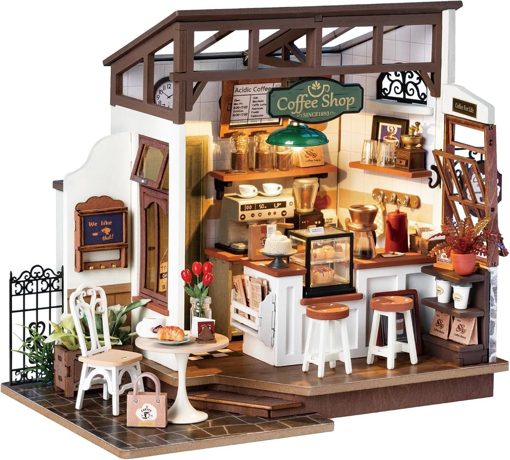ROBOTIME Rolife No.17 Cafe Miniature House Kit DG162 3D Wooden Building Toys For Gifts DG162 Shopifynow