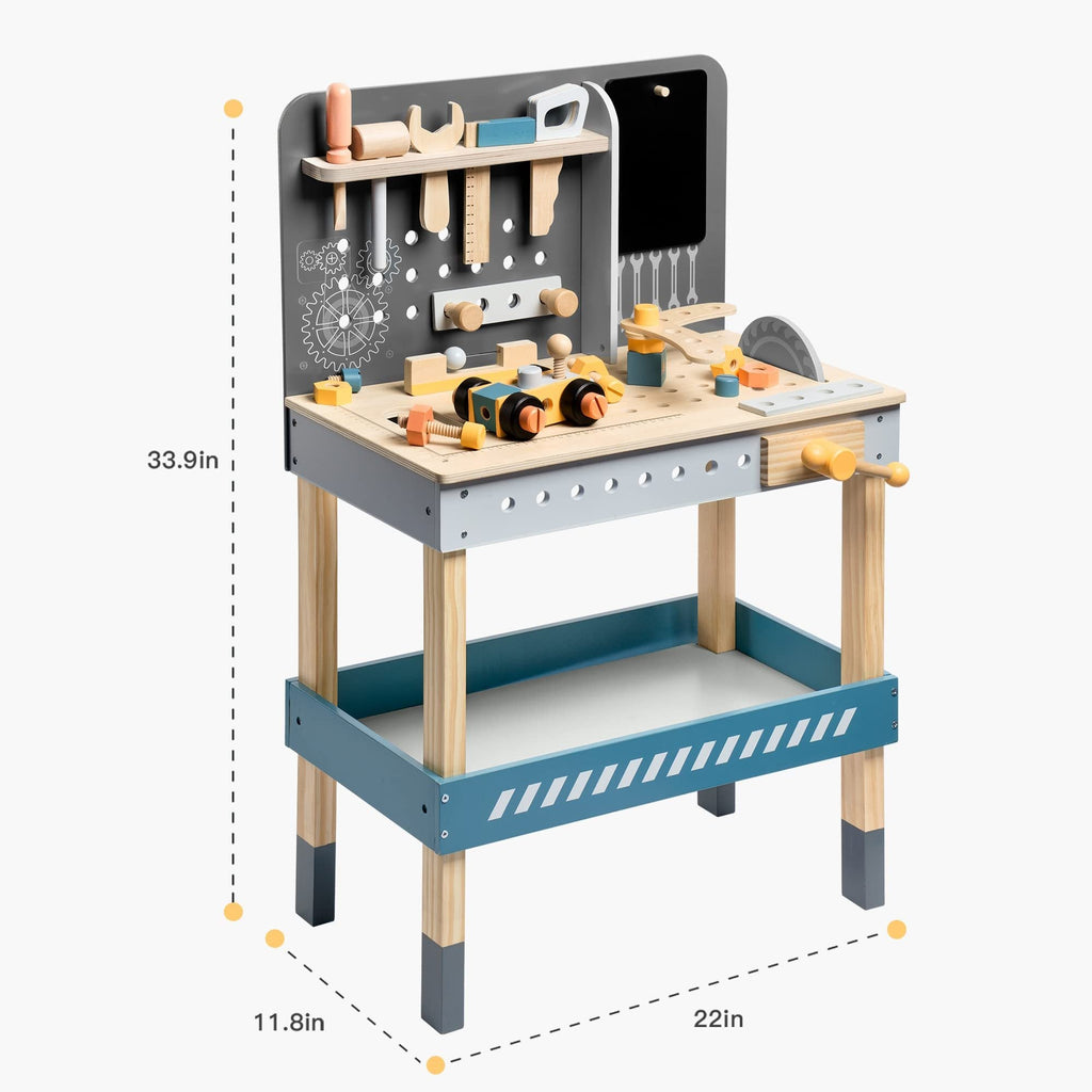 ROBOTIME Wooden Tool Bench For Kids Toy Play Workbench Workshop With Tools Set Shopifynow