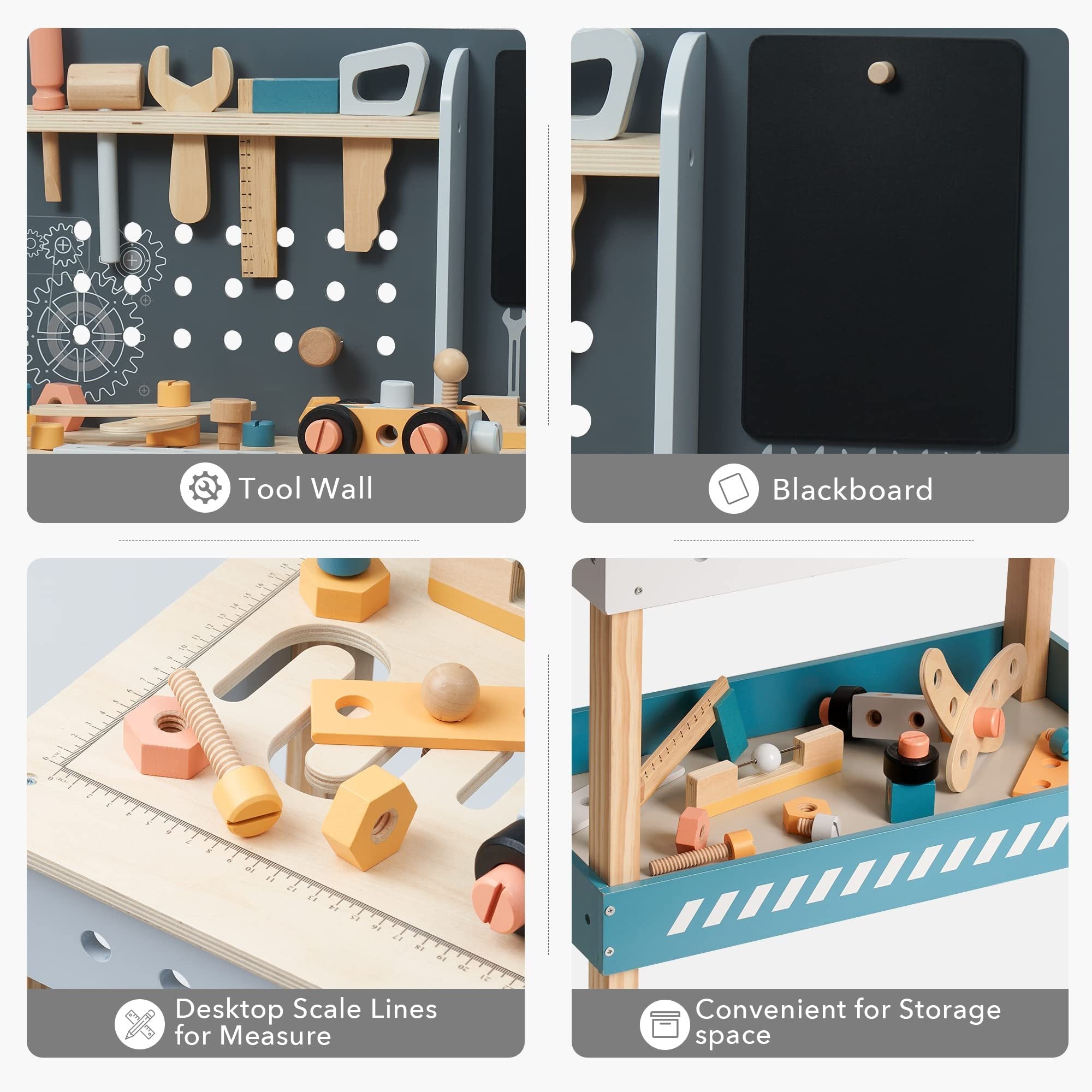 ROBOTIME Wooden Tool Bench For Kids Toy Play Workbench Workshop With Tools Set Shopifynow