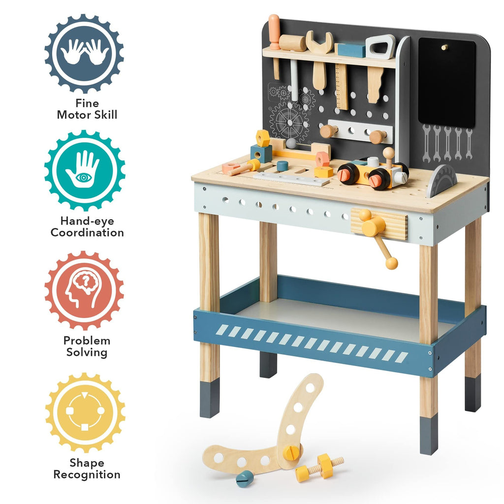 ROBOTIME Wooden Tool Bench For Kids Toy Play Workbench Workshop With Tools Set Shopifynow