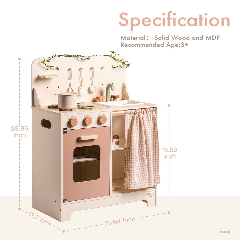 Robud Kids Play Kitchen Set Rustic Wooden Pretend Play Kitchen For Toddlers 3 Shopifynow