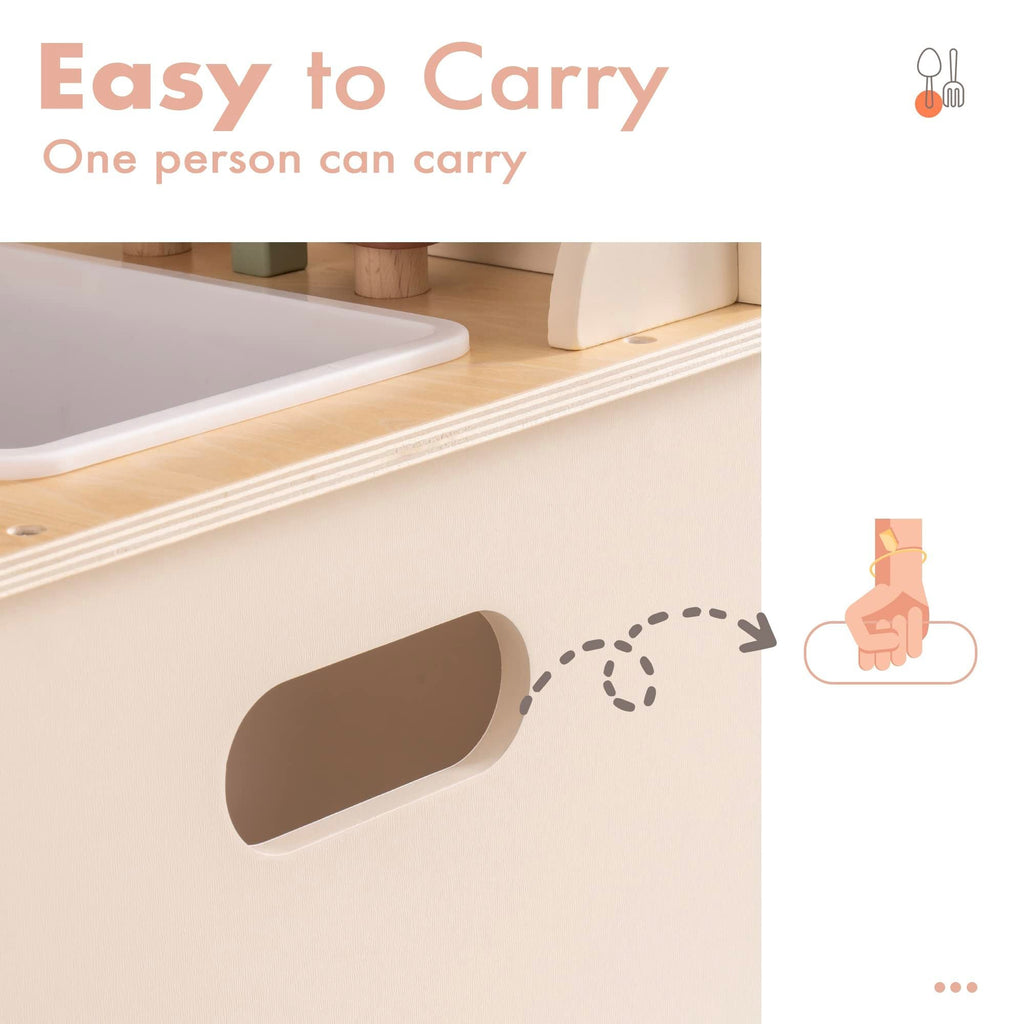 Robud Kids Play Kitchen Set Rustic Wooden Pretend Play Kitchen For Toddlers 3 Shopifynow