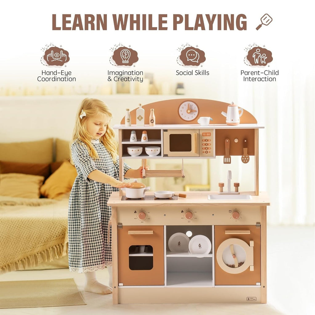 Robud New Large Kids Toddlers Kitchen Playset Wooden Play Toy With Accessories Shopifynow