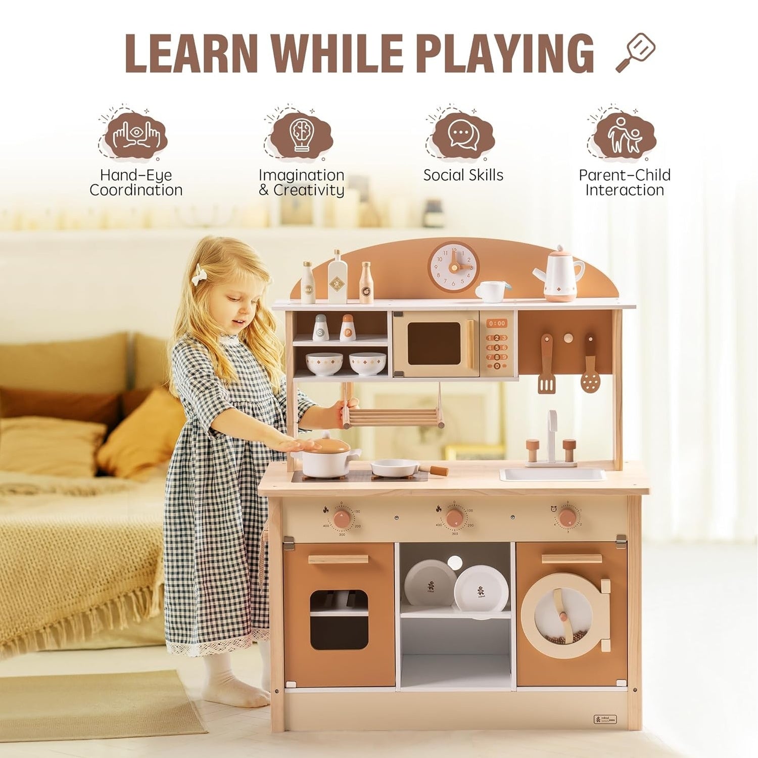 Robud New Large Kids Toddlers Kitchen Playset Wooden Play Toy With Accessories Shopifynow