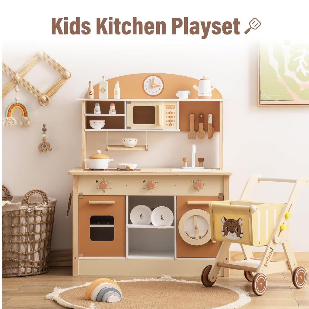 Robud New Large Kids Toddlers Kitchen Playset Wooden Play Toy With Accessories Shopifynow