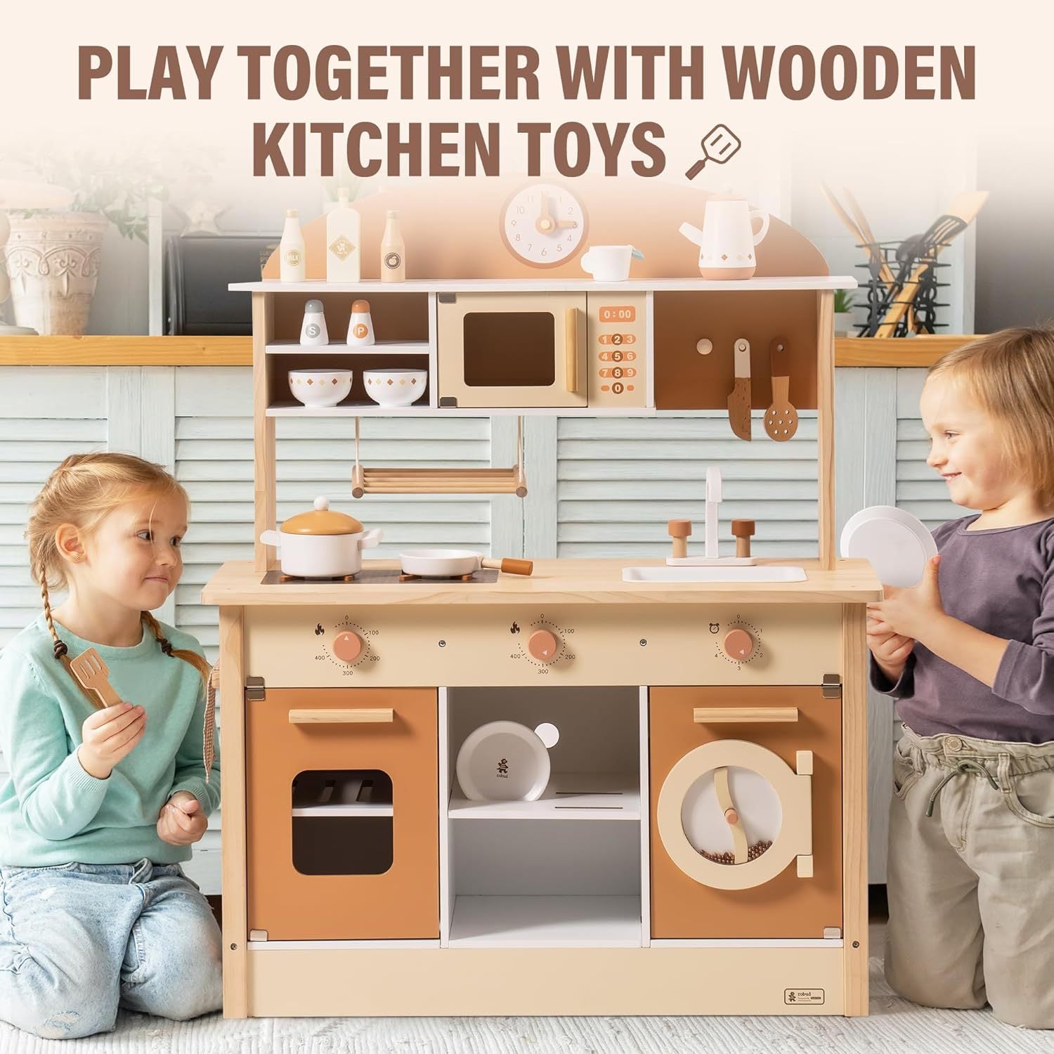 Robud New Large Kids Toddlers Kitchen Playset Wooden Play Toy With Accessories Shopifynow