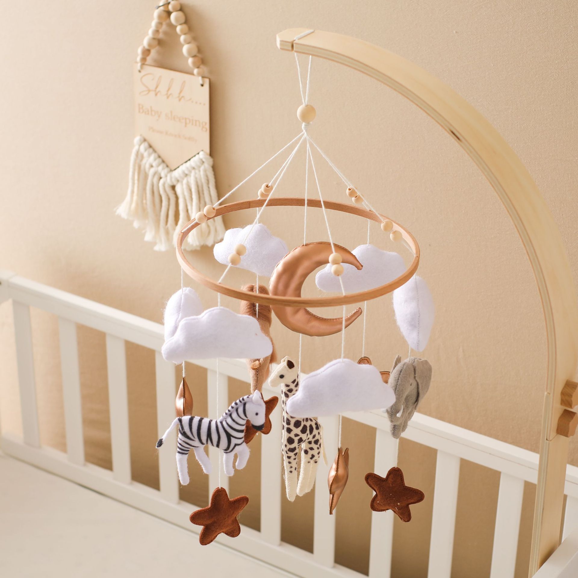 Room Hand-eye Coordination Decoration Wind Chimes Crib Felt Forest Animal Cloud Moon Bed Bell Shopifynow