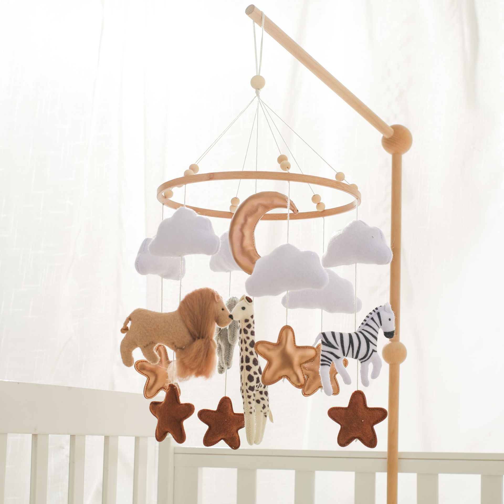 Room Hand-eye Coordination Decoration Wind Chimes Crib Felt Forest Animal Cloud Moon Bed Bell Shopifynow