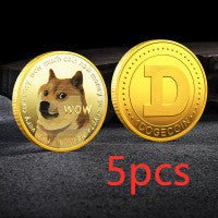 WOW Dogecoin To The Moon In Doge We Trust Gold Plated Commemorative Coins Cute Dog Pattern Printed Cllection Gifts Shopifynow